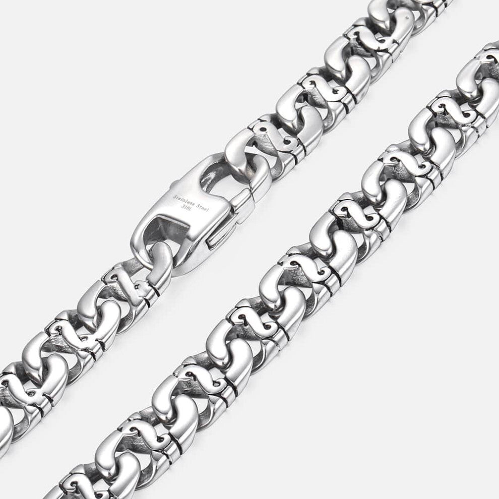 Mens Necklace 316L Stainless Steel Biker Chain Necklaces for Men Silver Punk Jewelry 9.5mm 18-36inch LHN01