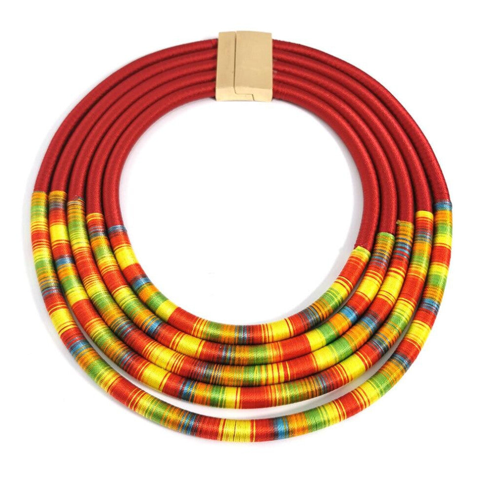 Colorful Multilayers Rope Chains Necklaces For Women Indian Jewelry Chunky Collar Statement Chokers Necklace African