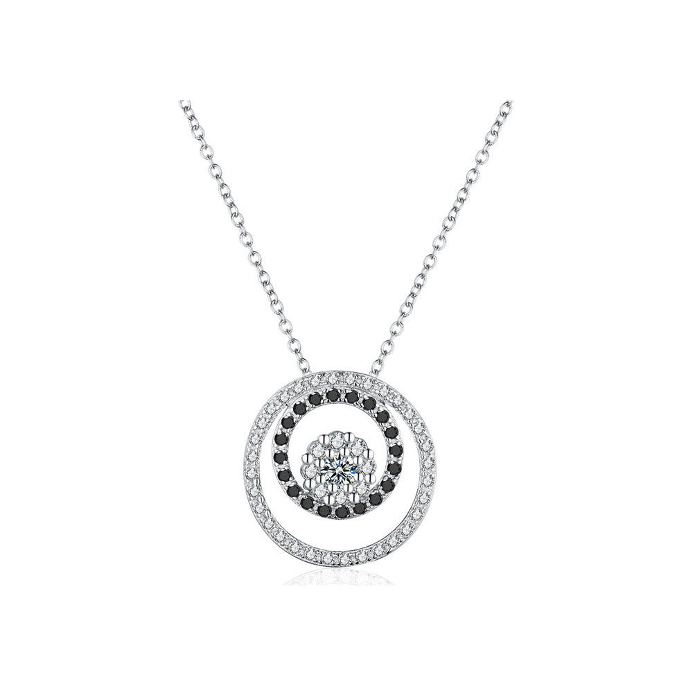 Classic Fine Silver Necklaces&Pendants Jewelry Black&White Stone Necklace Women P006