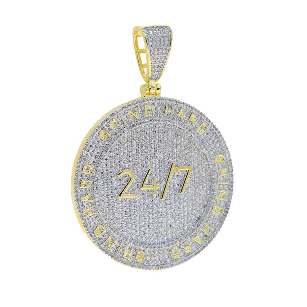 (Gold-color, 70cm) Iced Out Bling CZ Letter Chasing Money Pendant Necklace Cubic Zirconia Dollar Symbel Money Bag Men Hip Hop Jewelry