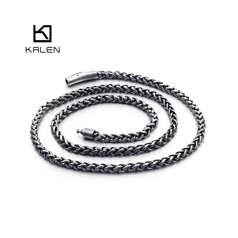 Vintage Stainless Steel 65cm Whip Chain Necklace Men Brushed Link Chain Biker Jewelry Accessories