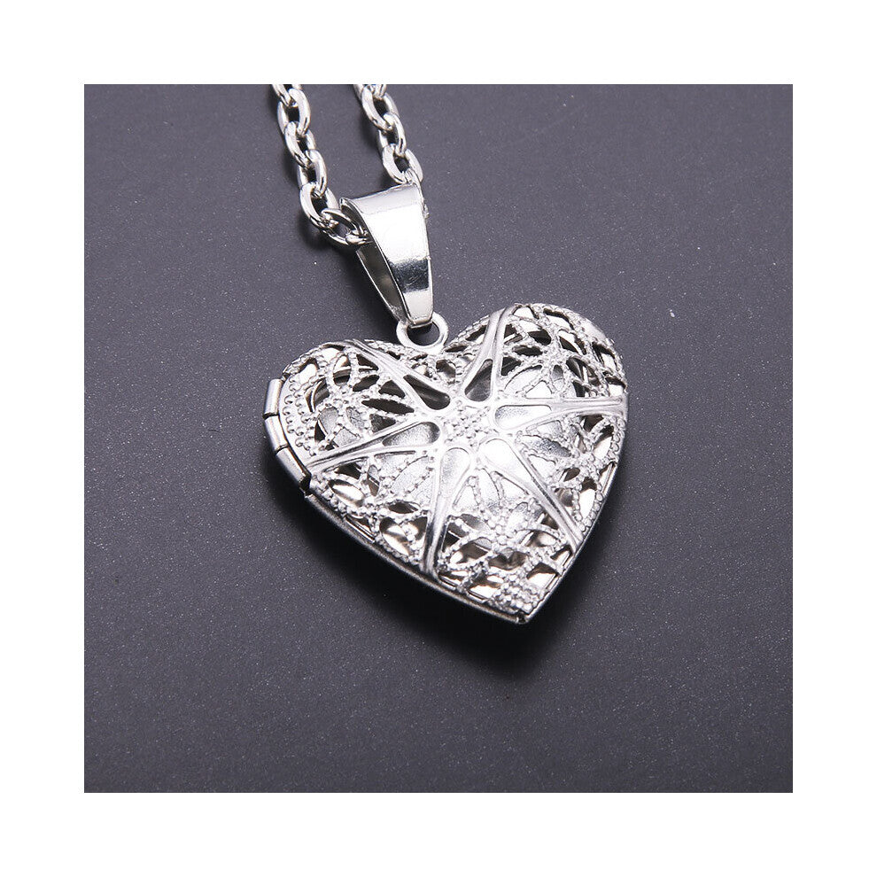 Unique Carved Copper Oval Photo Frame Pendant Necklace Charm Openable Locket Necklaces Women Men Memorial Jewelry