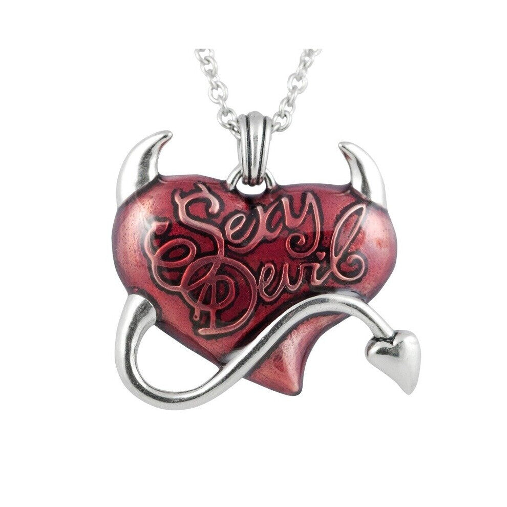 retro gothic red heart demon pendant necklace men women chain necklace biker punk necklace pendant jewelry