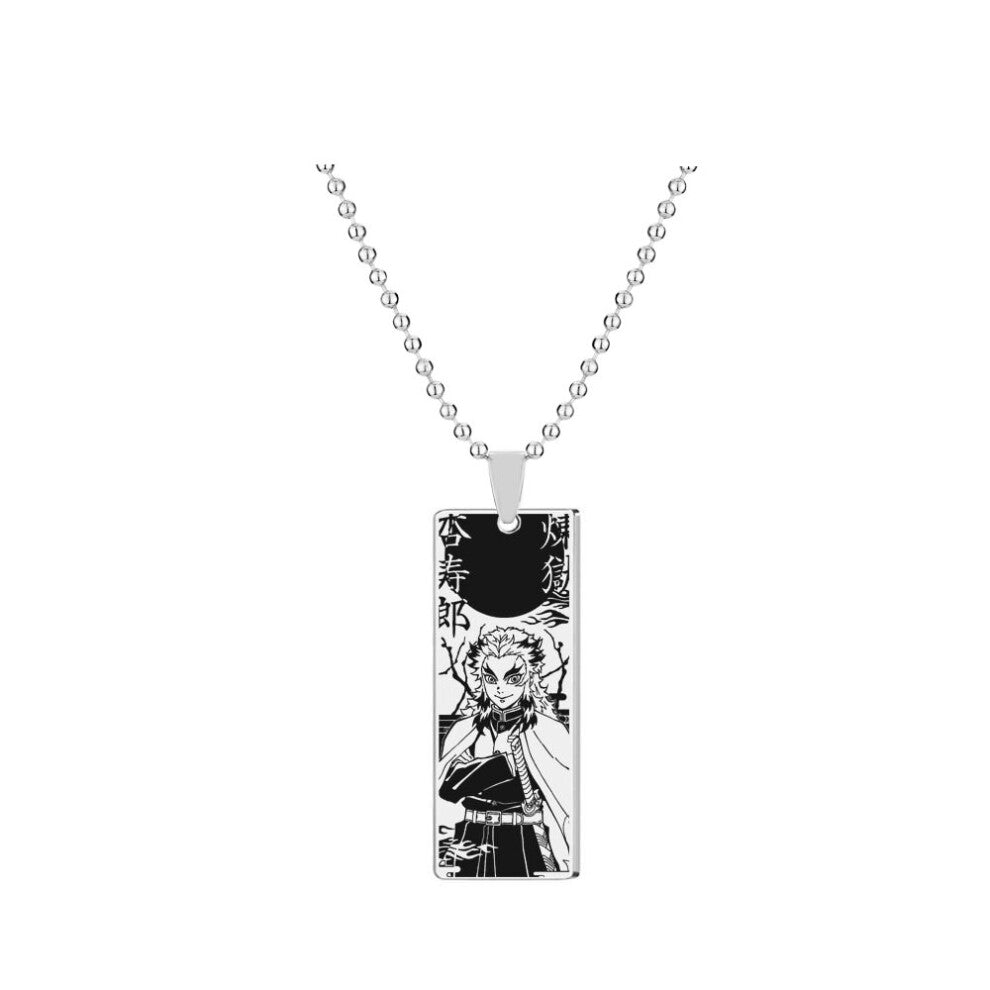 Anime Demon Slayer Stainless Steel Sketch Glossy Pendant Necklace Kimetsu No Yaiba Rengoku Kyoujurou Uzui Tengen Kanroji Jewelry