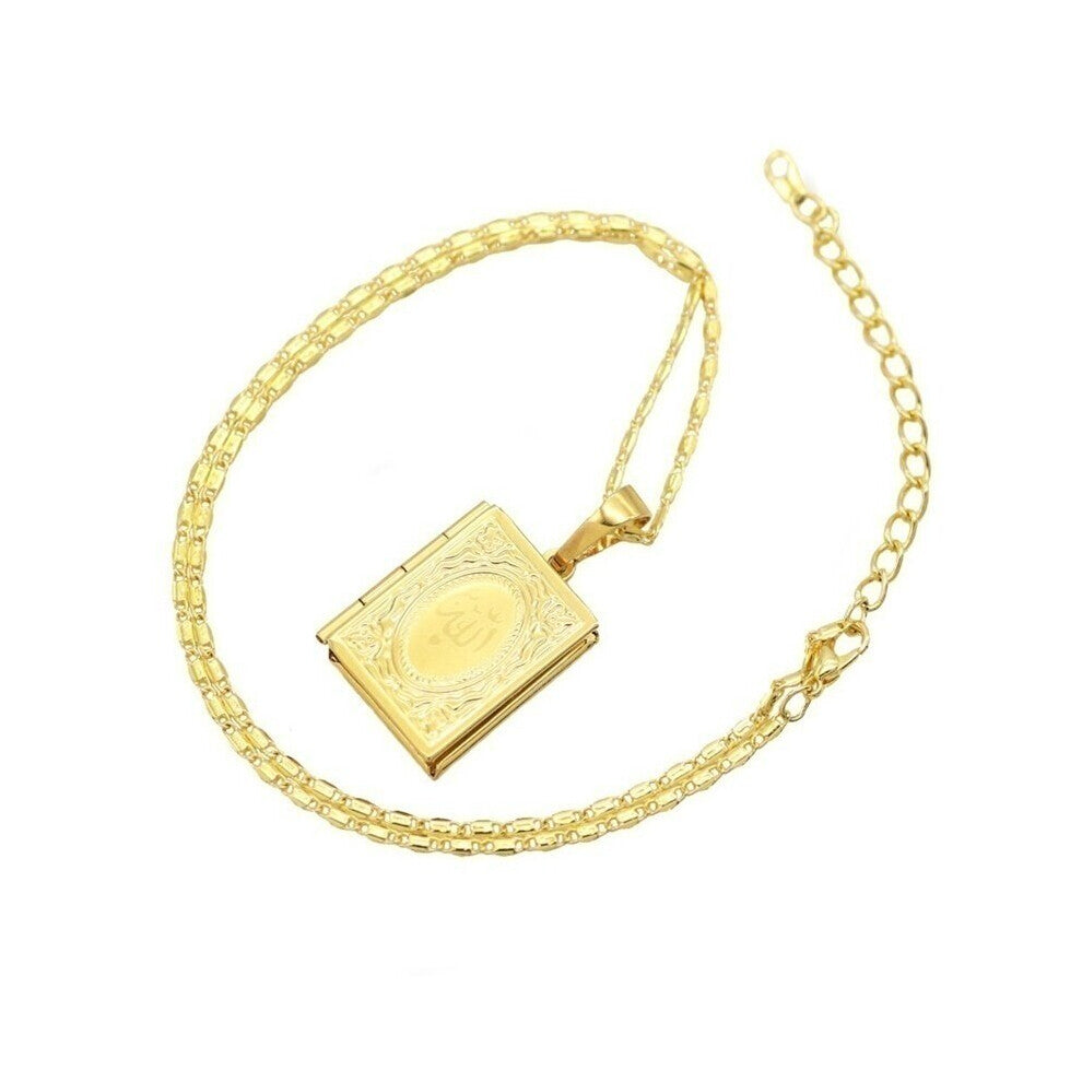 Religious Islam Muslim Photo Frame Pendant Necklace Women's Necklace Metal Photo Frame Accessories Party Jewelry