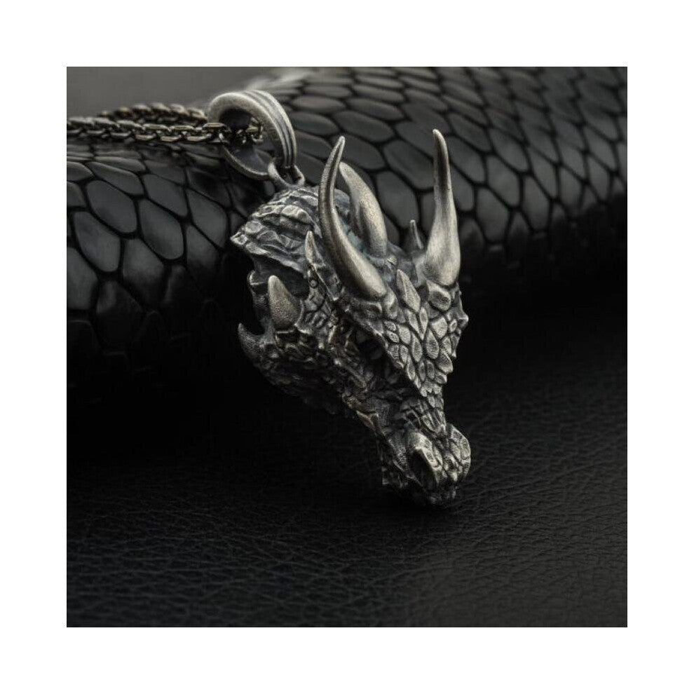 Retro Punk Domineering Metal Dragon Pendant Necklace for Men Rock Party Biker Jewelry Gift