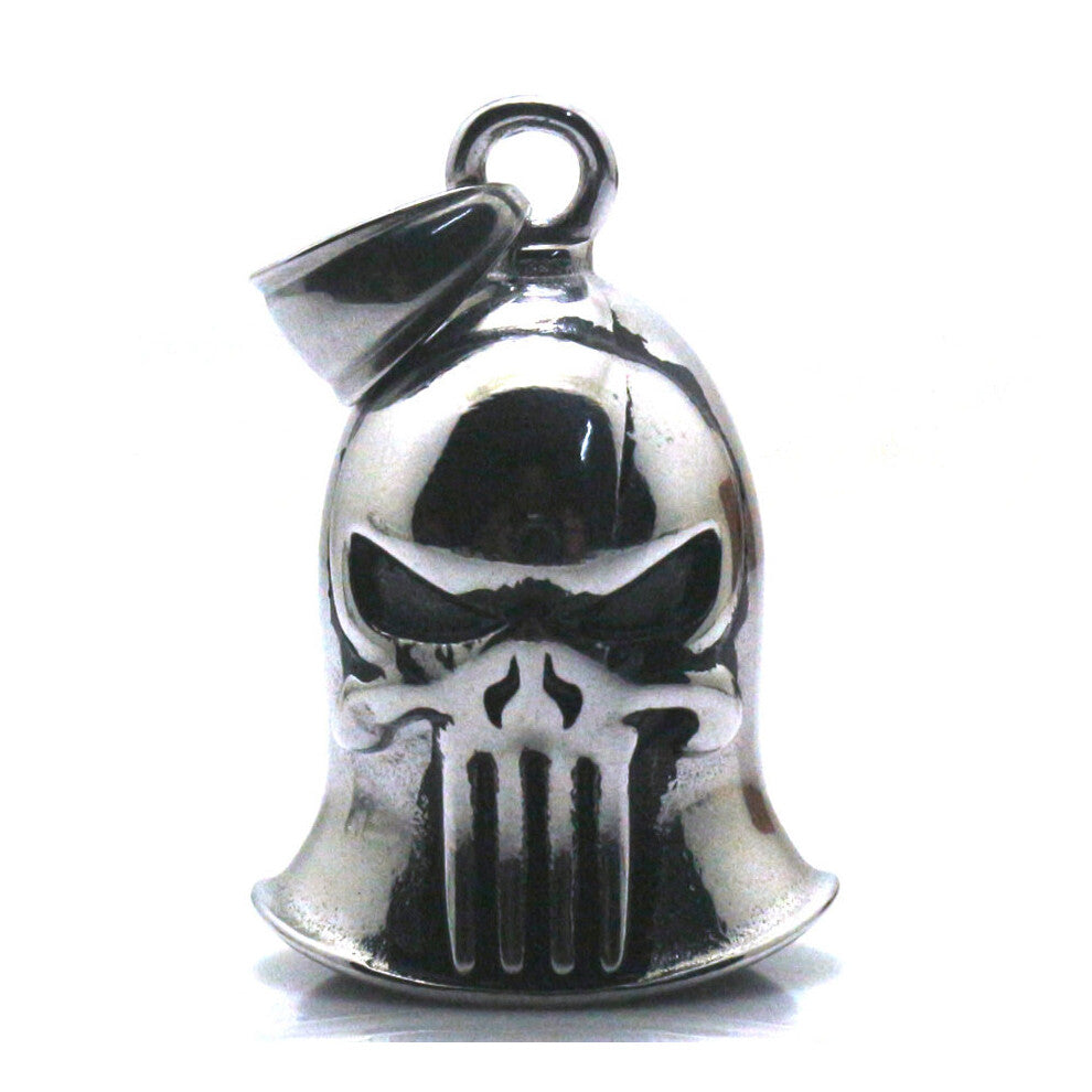 Biker Jingle Bell 316L Stainlesss Steel Punisher Pendant Great Gift For