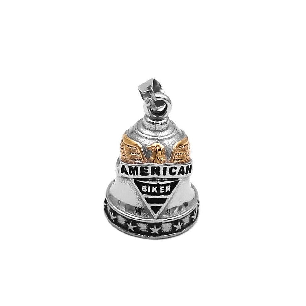 Live To Ride Eagle Motor Biker Bell Pendant Stainless Steel American Biker Mens Women Pendant496SG (Has bell sound)