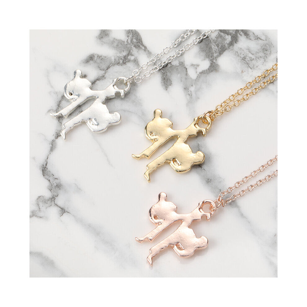 Karate Kickboxing Fighting Necklace Taekwondo Wrestle Kongfu Fighters Figure Pendant Chain Necklaces Gift for Athlete Sportsman