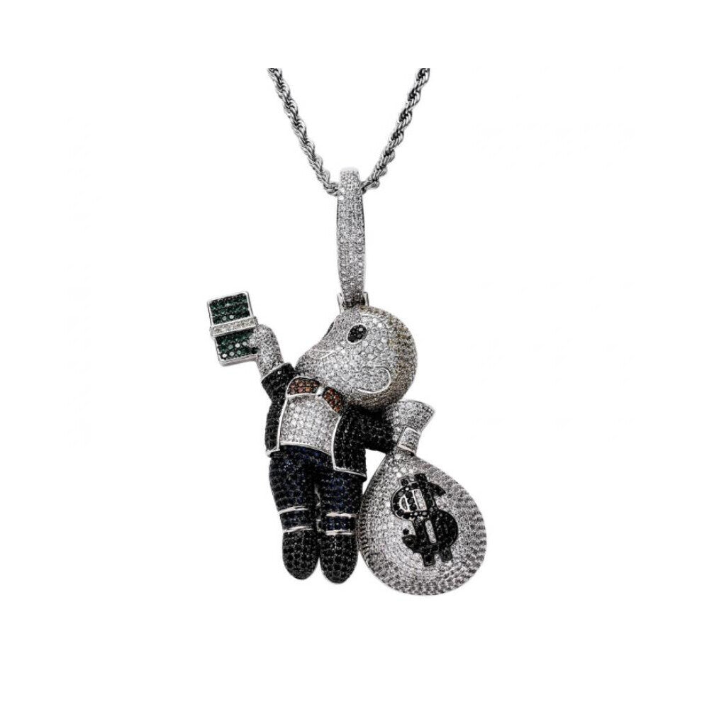 European and American Boy Holding Banknotes American Money Bag Pendant Colorful Zircon Local Habitat Pendant