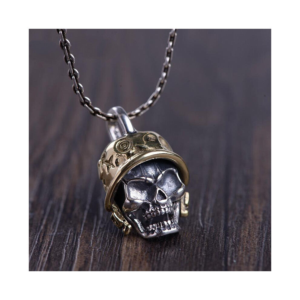 Beret Soldier Skull Pendant Necklace Men Casual Vintage Biker Jewelry
