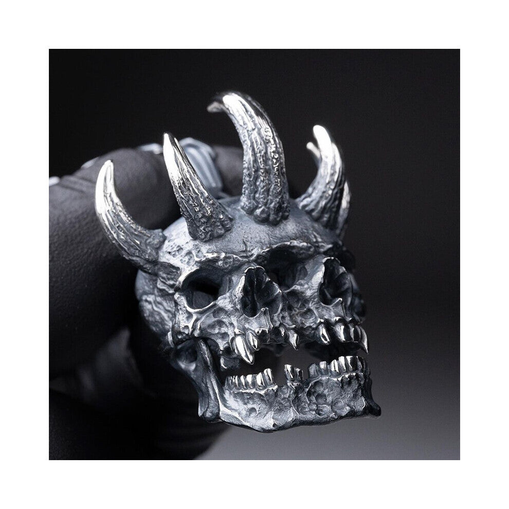 Unique Mens Double Skull Pendant Necklace 316L Stainless Steel Pendant Punk Biker Gothic Jewelry