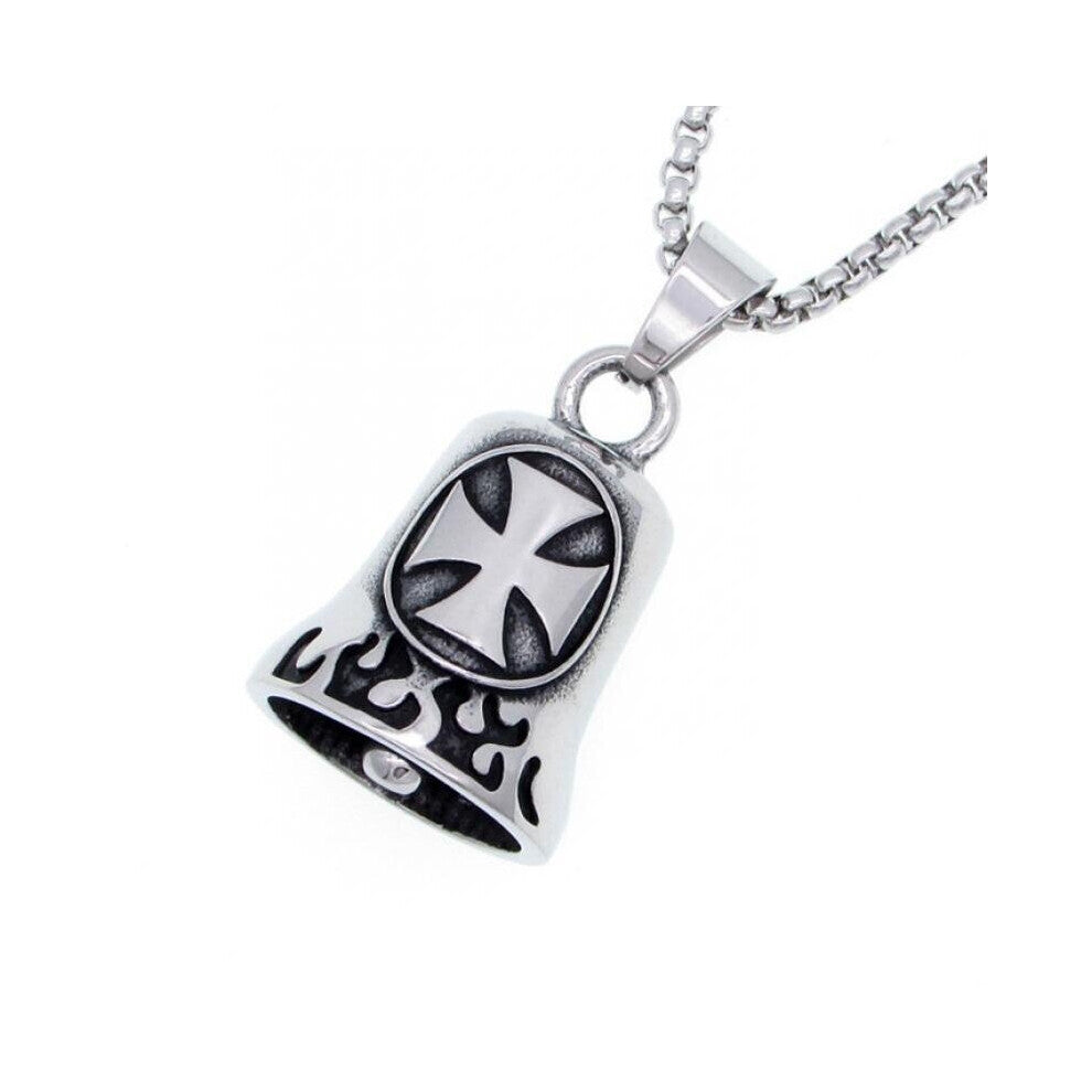 Punk Biker Cross Bell Men and Women Pendant Necklace