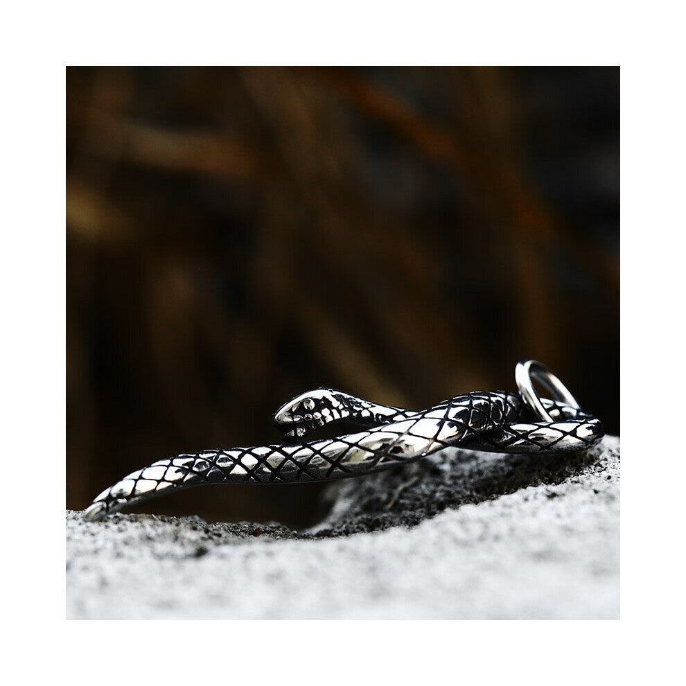 Snake Necklace Pendant Punk Stainless Steel Special Shape Biker Jewelry For Men
