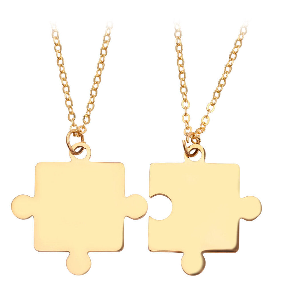Couples Jigsaw Necklaces 2pcs-Set For Women Lover's And Silver Puzzle Pendant Love Necklace Jewelry Gift