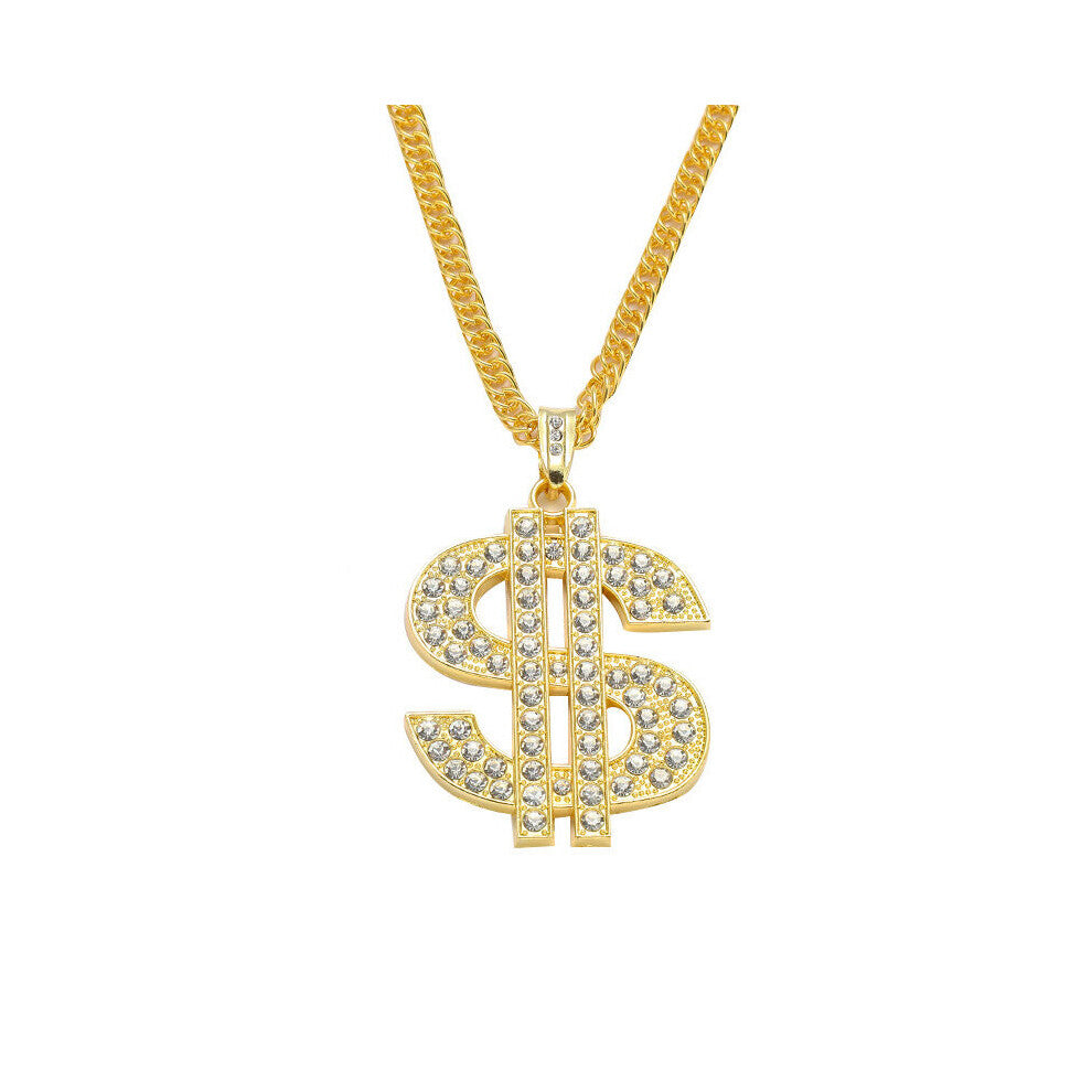 Chain Necklaces Hip Hop Rap Charm Singer Money Dollar Sign Pendant Necklace for Women Men Girls Choker Jewelry Gift