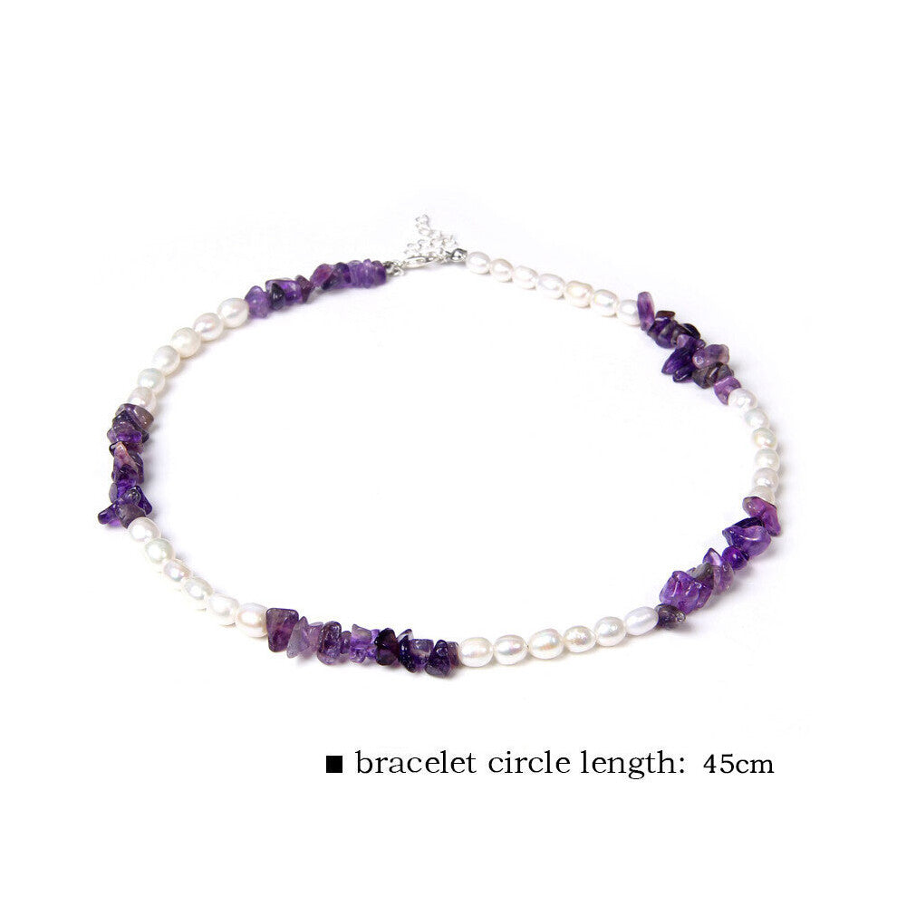 Amethysts Gravel Chip Stone Pearls Necklaces Oval Natural Pearl Beaded Chockers Red Coral Chains Necklaces Women Jewelry