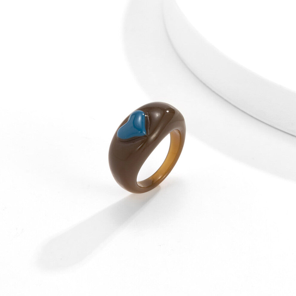 jewelry Sweet Wind Macarone Peach Heart Ring Heart-shaped Acrylic Ring Braceletgifts for Women