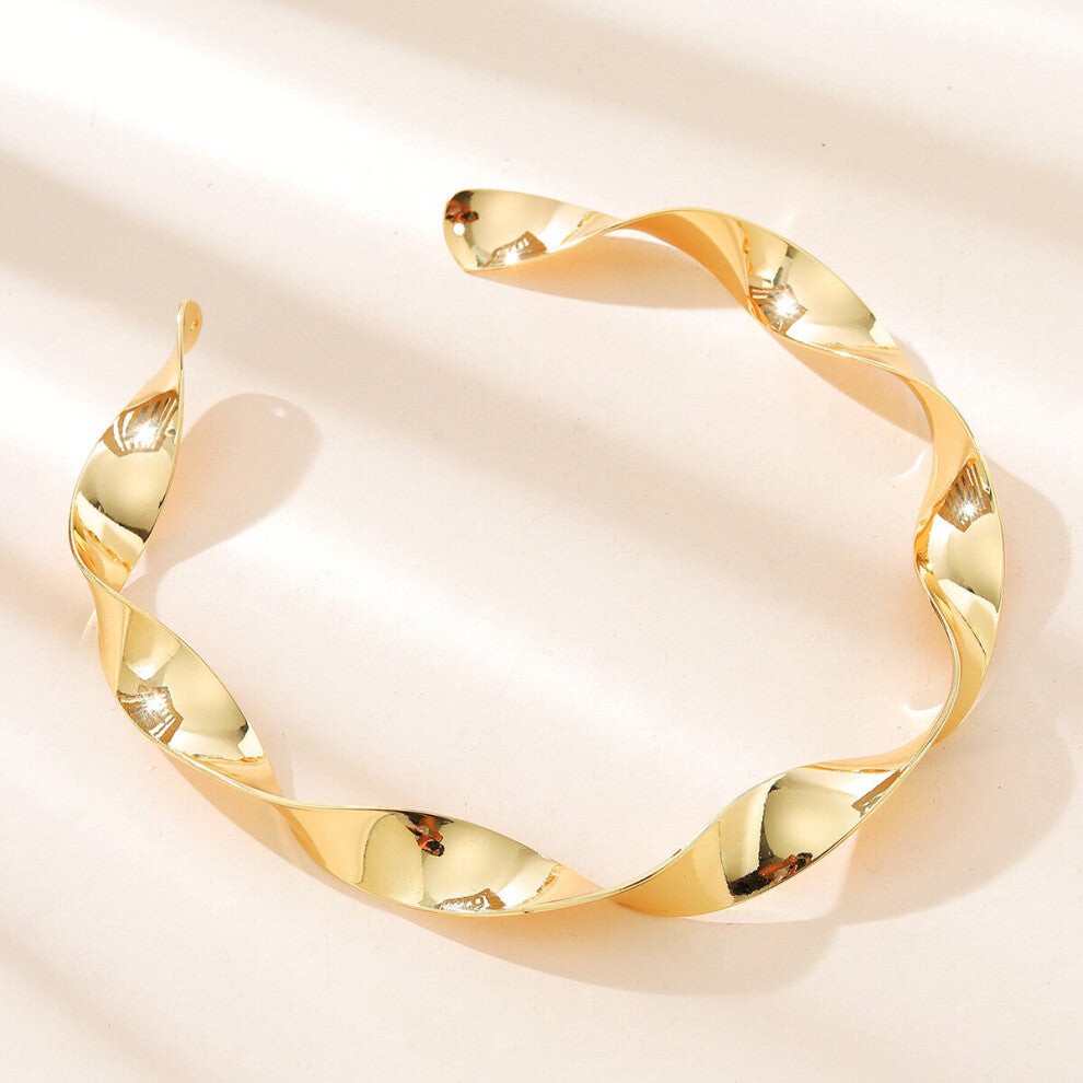 JShine Glossy Metal Twisted Torques Necklace Exaggerated Open Cuff CHOKER Necklaces Punk Rock Jewelry