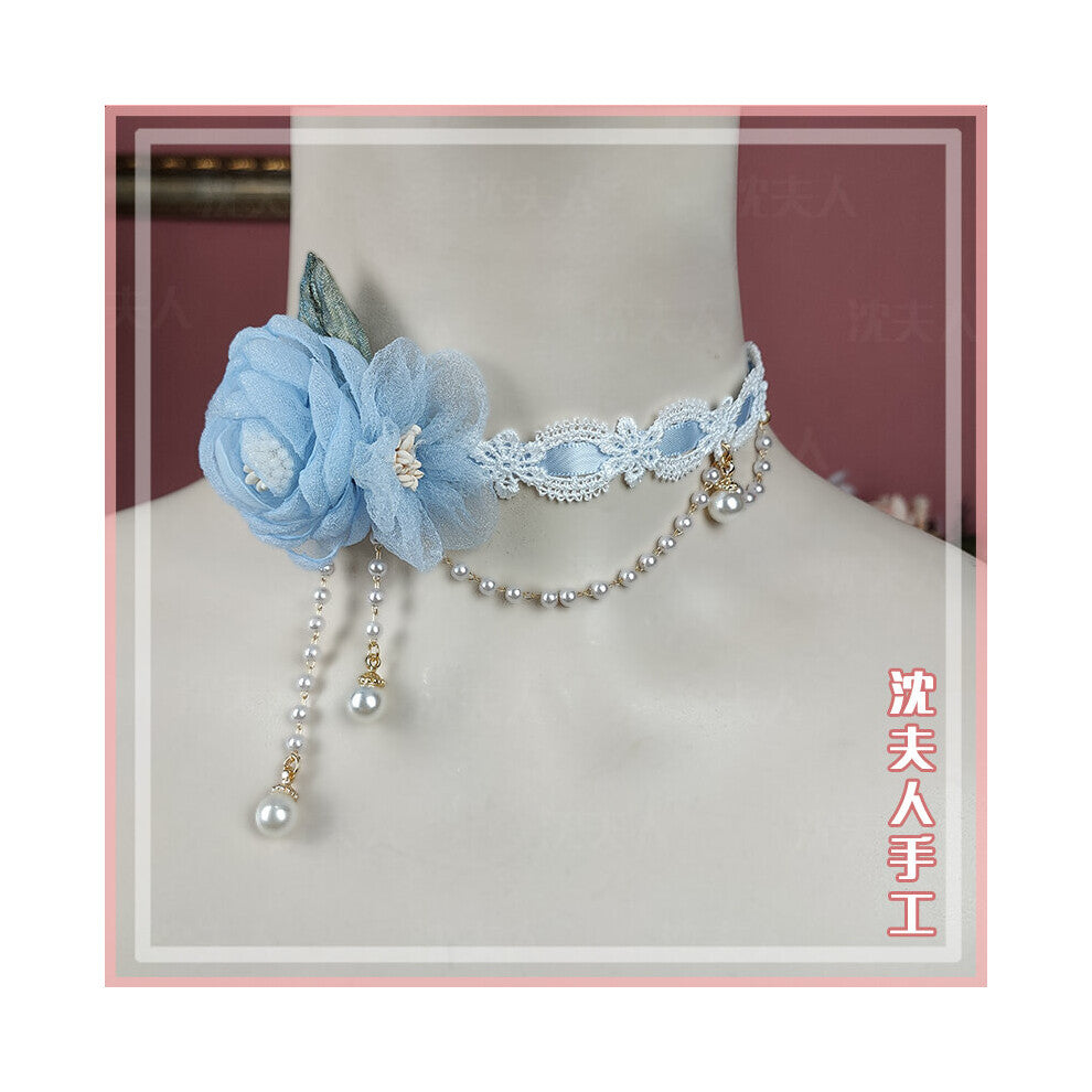 Lolita Necklace Daily Lace Pearl Flower Girl Pendant Necklace Accessories Gadget