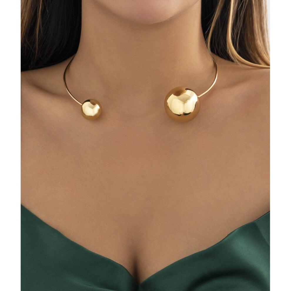Sheishow Minimalist Ball Shaped Chokers Metallic Necklace for Women OL Style Jewelry Girl Collar Accessory