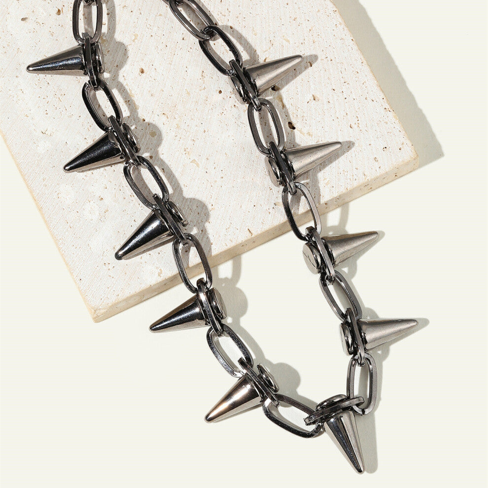 Sheishow Punk Rivet Necklace Bracelet for Women Metal Electroplat Jewelry Nightclub Style Girl Chokers Collar