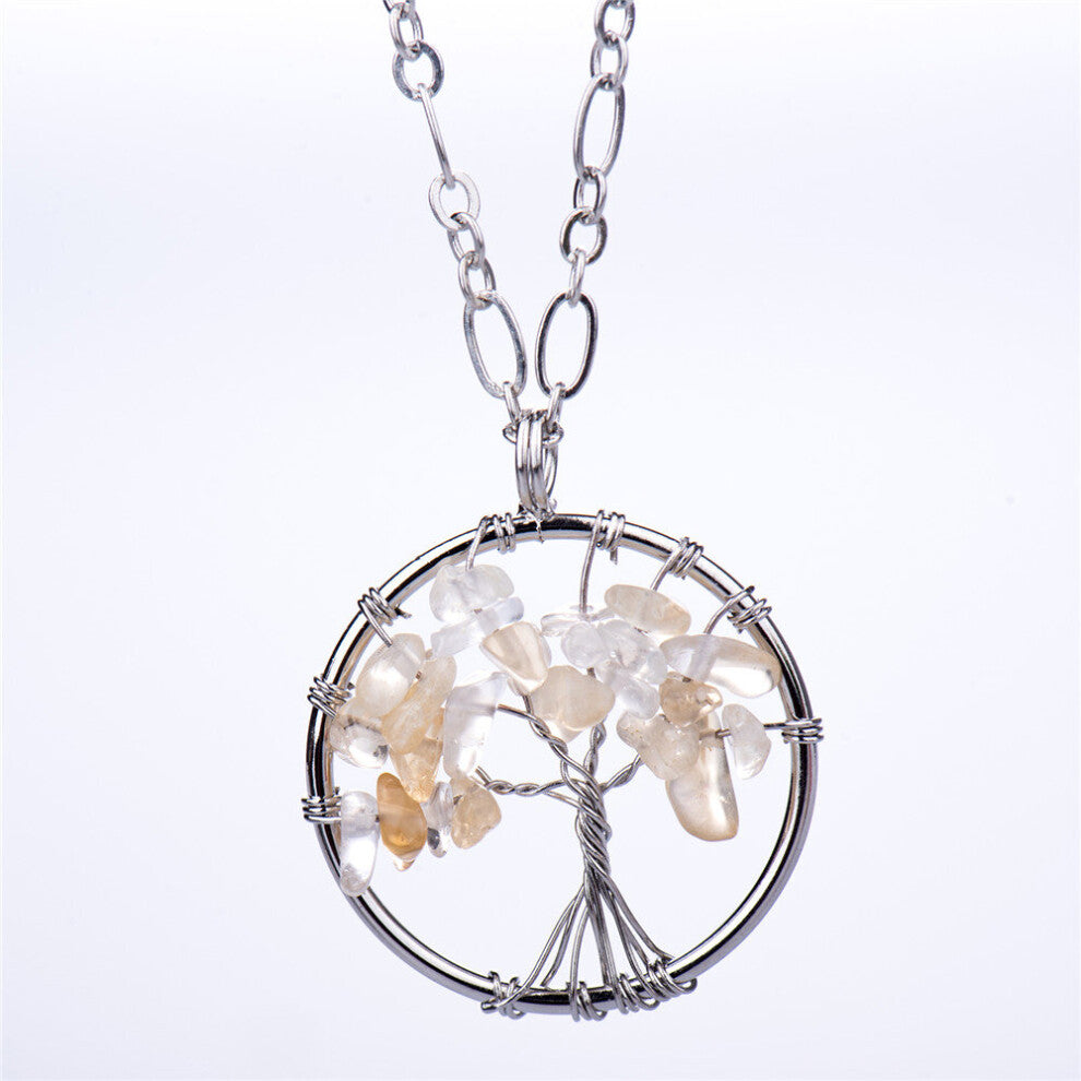 Natural Chips Stone Crystal Punk Style Men-women Long Necklace Christmas Gift Stainless Steel Pendant Sweater Chain 34inch Y1058