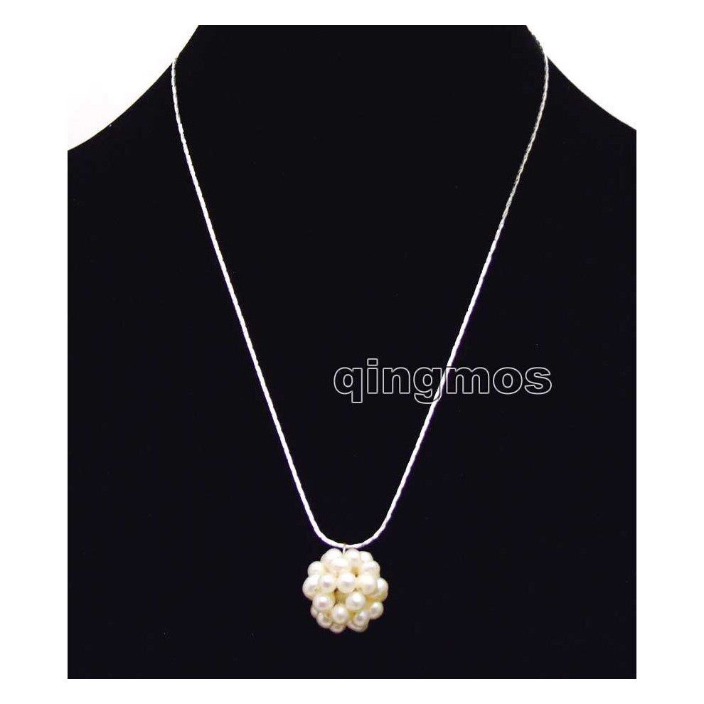 Big 18-20mm 4-5mm Natural Pearl handwork Weaving Round Ball Pendant with Silver plated chain 17'' Necklace-nec6199