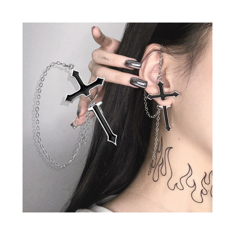 Punk Butterfly Clip Earring for Teens Women Men Ear Cuffs Zinc Alloy Jewelry Vintage Retro Chain Earings Metal