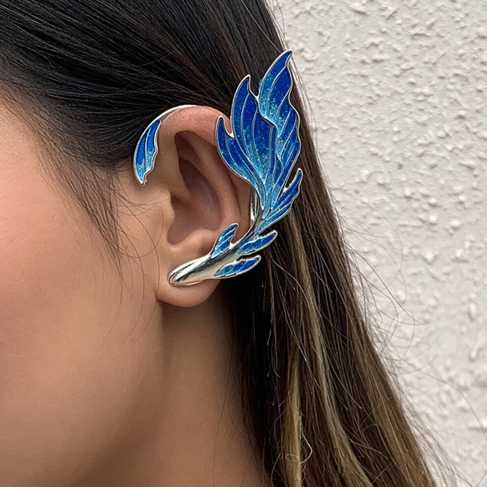 Painted Elf Ear Cuffs for Women Fish Animal Clip on Earrings Fairy Wings Without Piercing Earrings Wedding Jewelry