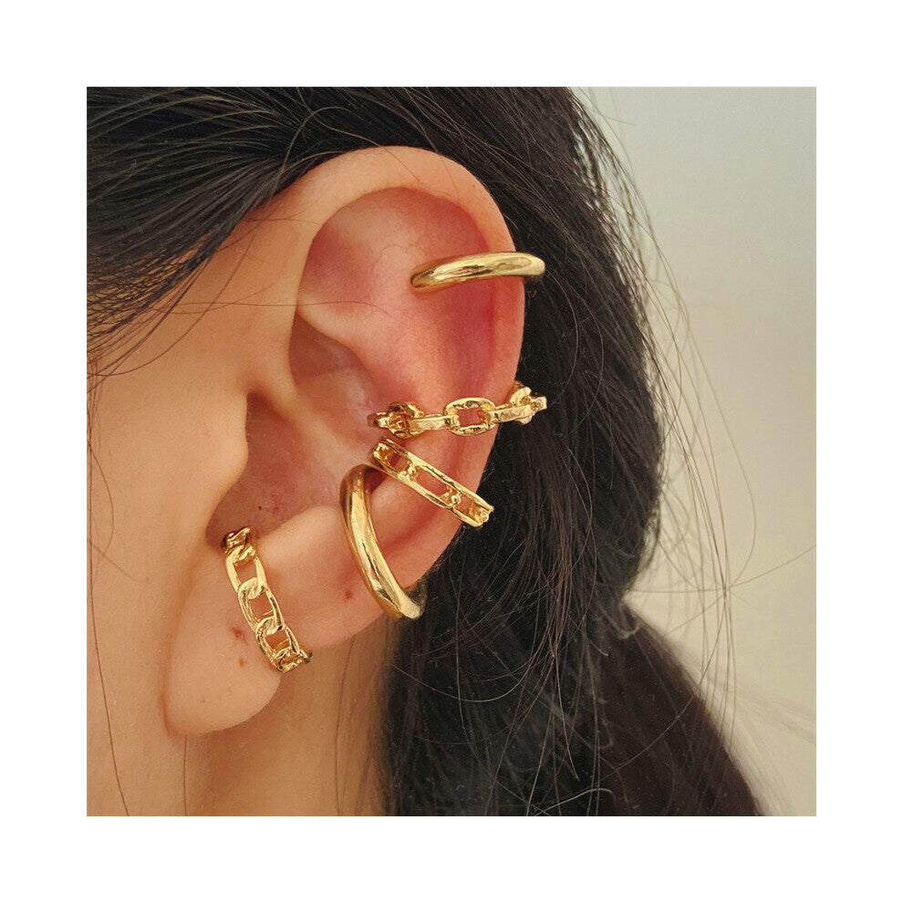 Punk Rock Link Chain Clip Earrings Femme No Piercing Earcuffs Cartilage Earrings for Women Party Jewelry