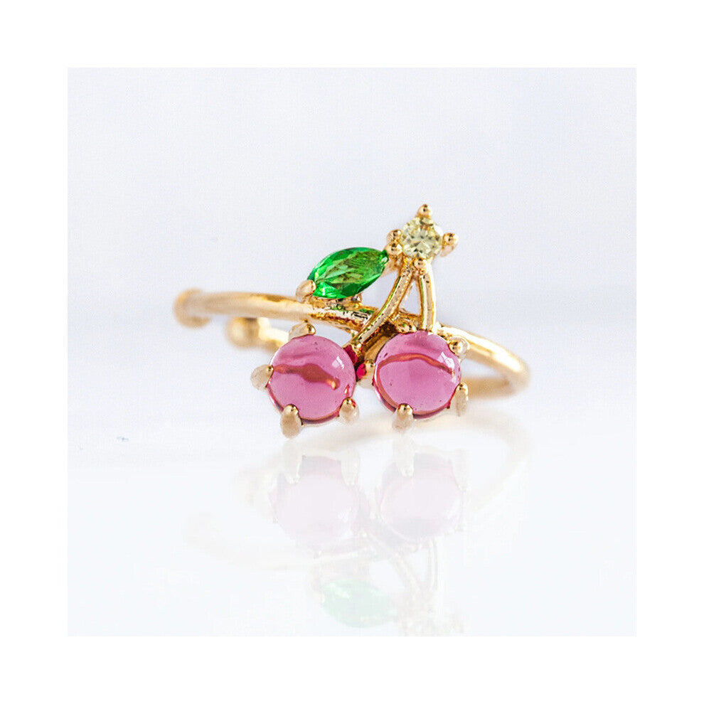 Summer Earrings Jewelry Ladies Girls Women's 18k Plated CZ Peach Fruits Charm Ear Cuffs