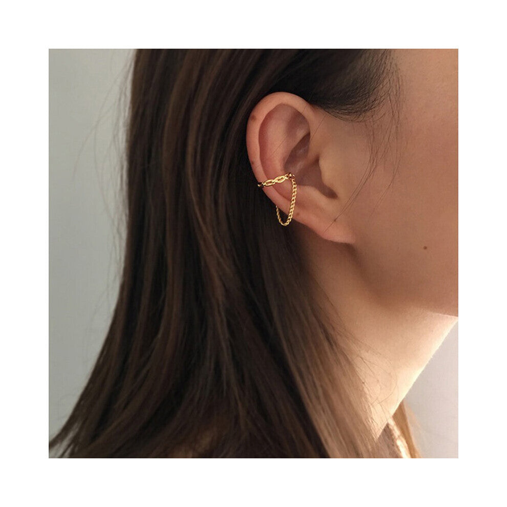 No Piercing Plated Hollow Crystal Star Chain Double Layer Chain Ear Cuffs for Girl Women's Clip on Earrings