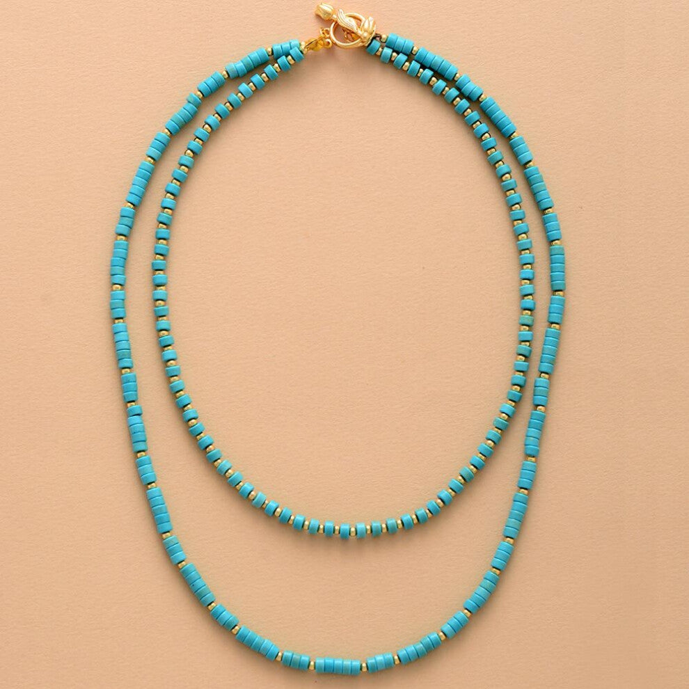 Boho Turquoises 2 Layers Chokers Necklace Women Beaded Statement Necklace Teengirl OL Holiday Jewelry