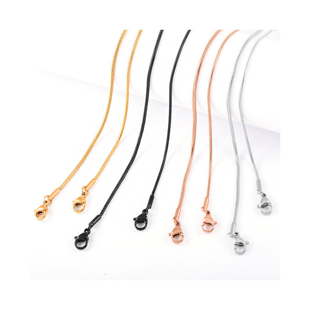 (Silver Plated, 50cm) IJC0001 Gold,Rose Gold,Black Stainless Steel Snake Chain Necklace for DIY Pendant-Crystal-Letter