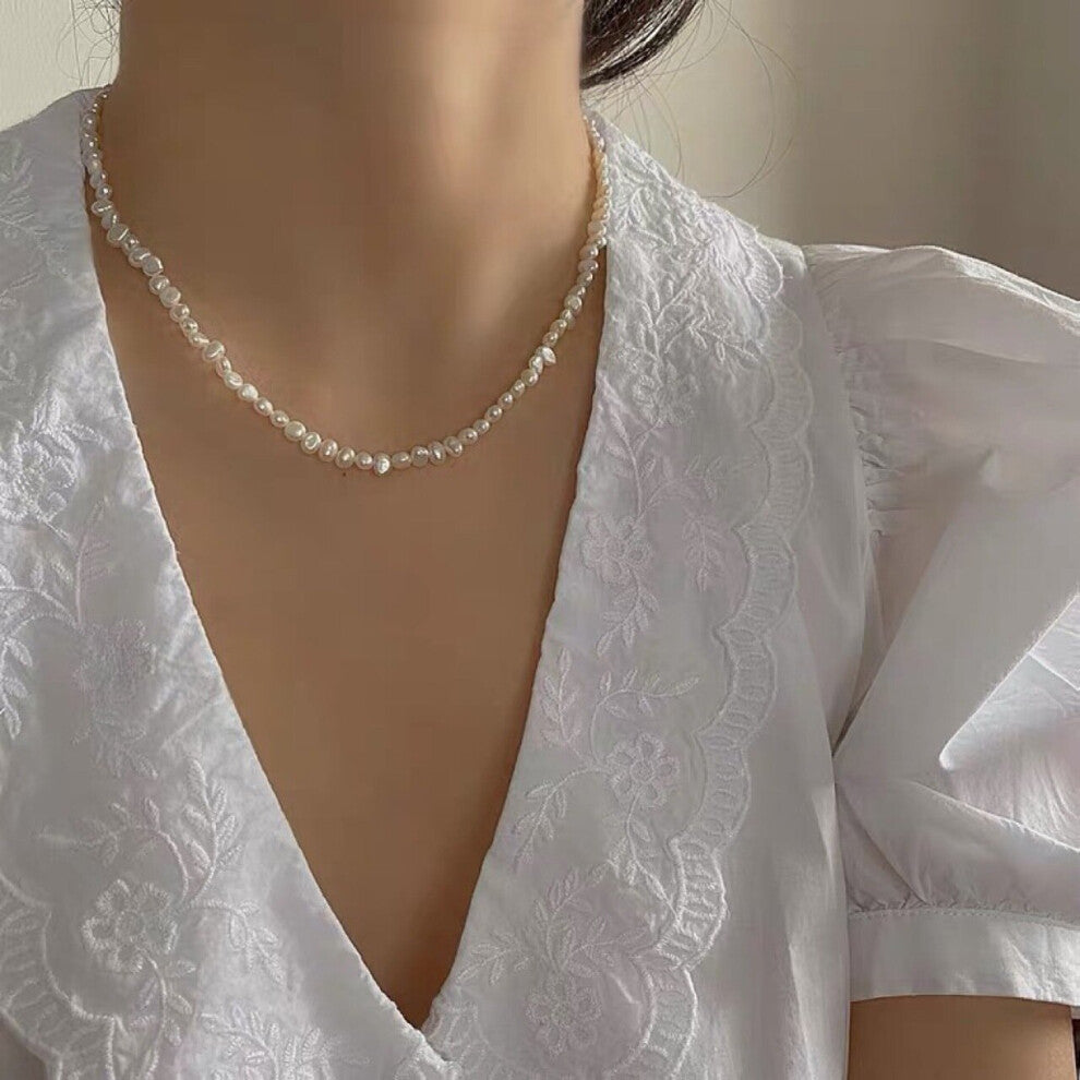 Minar Classic Irregular Freshwater Pearl Necklace for Women Baroque Pearls Strand Chain Chokers Necklaces Accessories