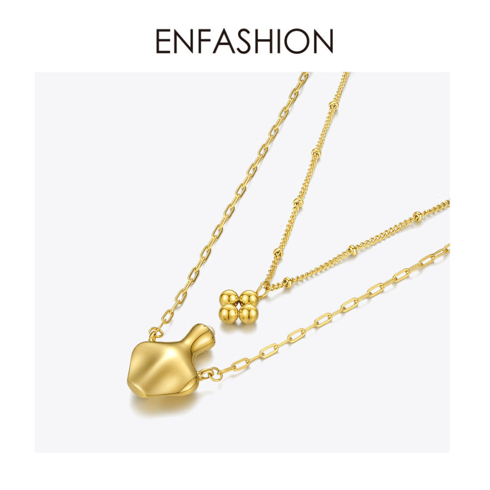 Double-layer Vase Necklace Women Beads Pendant Necklaces Stainless Steel Jewelry Collar P3125