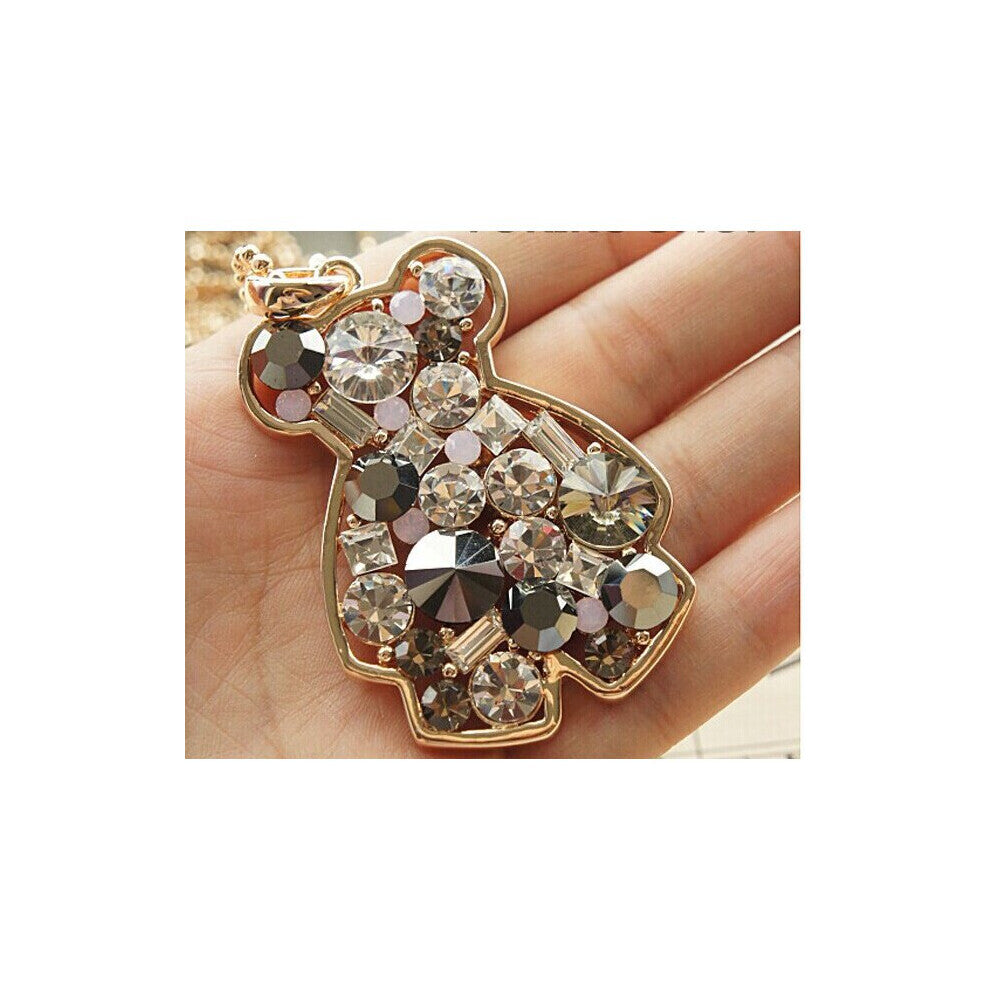 Top Oso Necklace-Korea Austria Crystal Animal Bear Jewelry Women Accessories-Collier Femme-Colares Longos