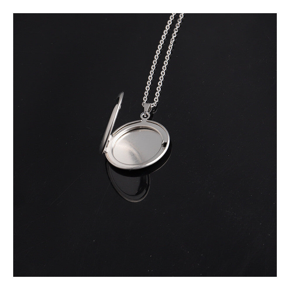 10Pcs Photo Frame Locket Pendant Stainless Steel Chain Necklaces For DIY Laser Making Womens Mens Jewelry Family