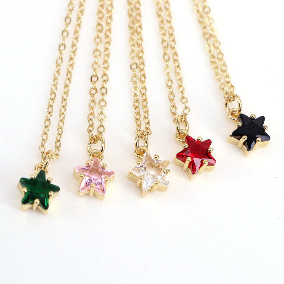 10Pcs Colorful Zircon Star shape Copper Metal Mixed CZ Pendant necklace-Charm