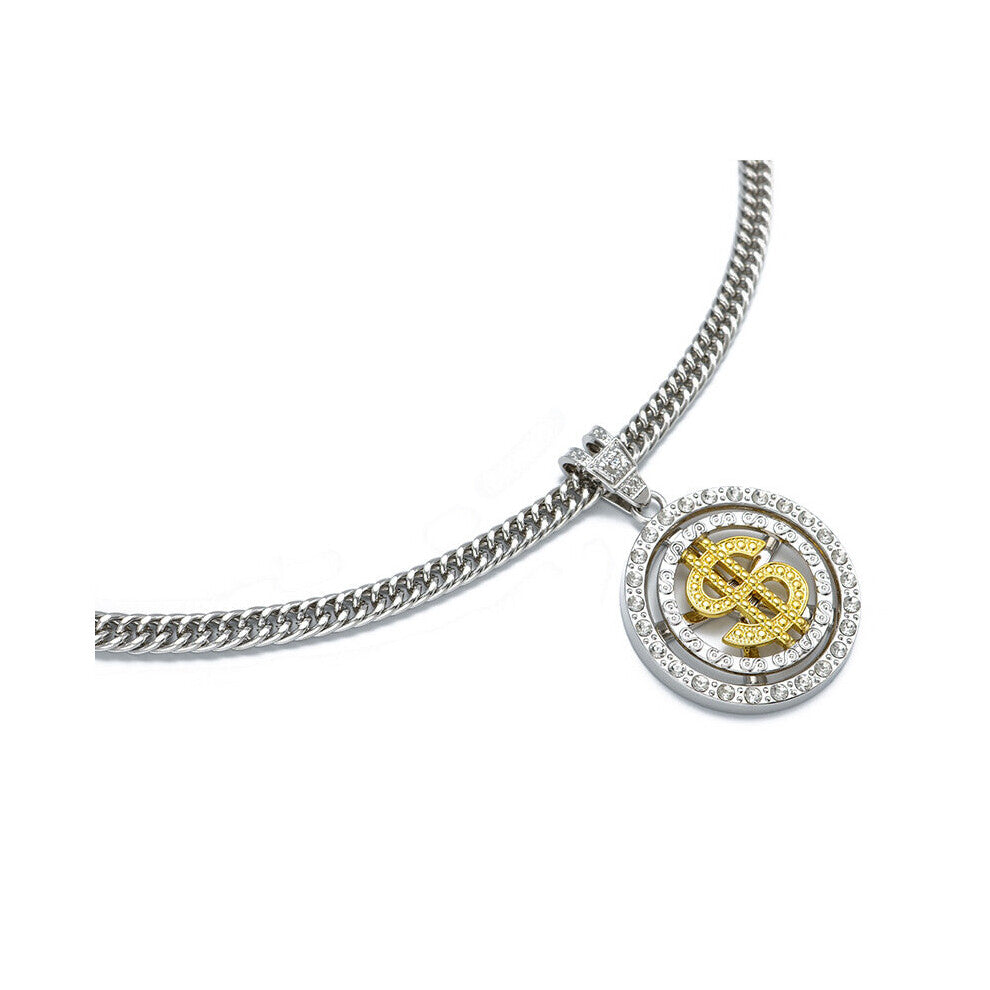 European and American street fortune Necklace US dollar bitcoin maple leaf rotatable sweater chain CUBAN CHAIN