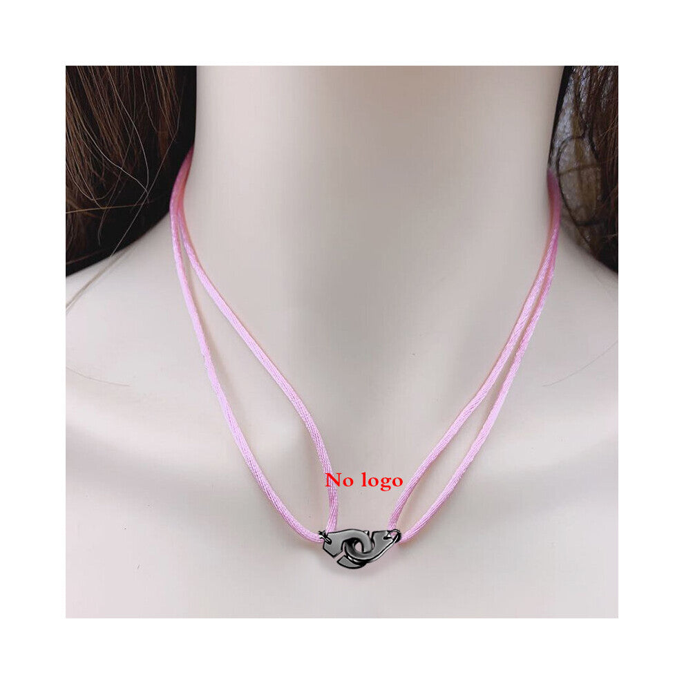 Rose Stainless Steel Handcuff Les Menottes Pendant Necklace With Adjustable Rope For Men Women