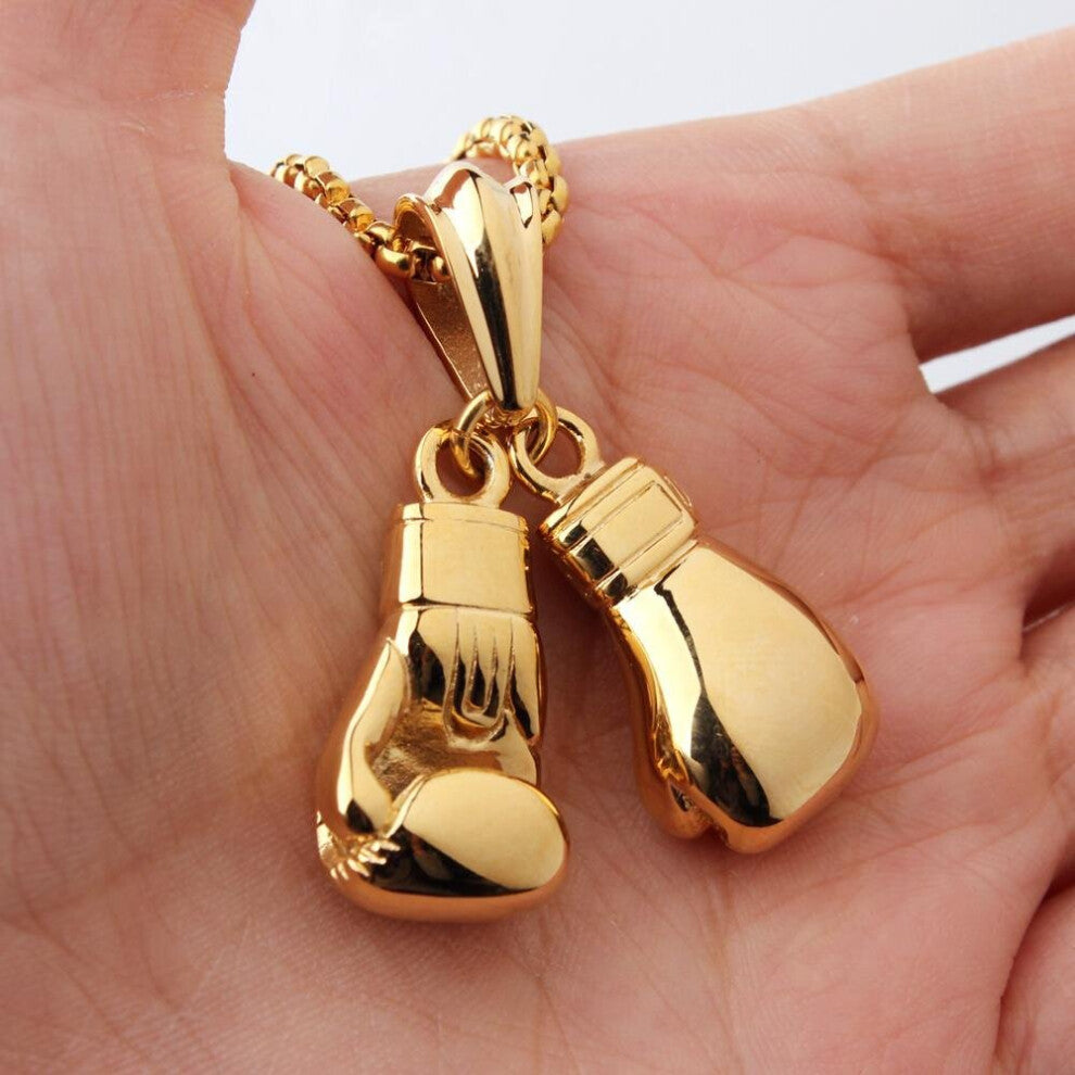 Boxing Glove Pendant Men Necklace Stainless Steel Hip Hop Chain Sport Fitness Jewelry Gift Dropship