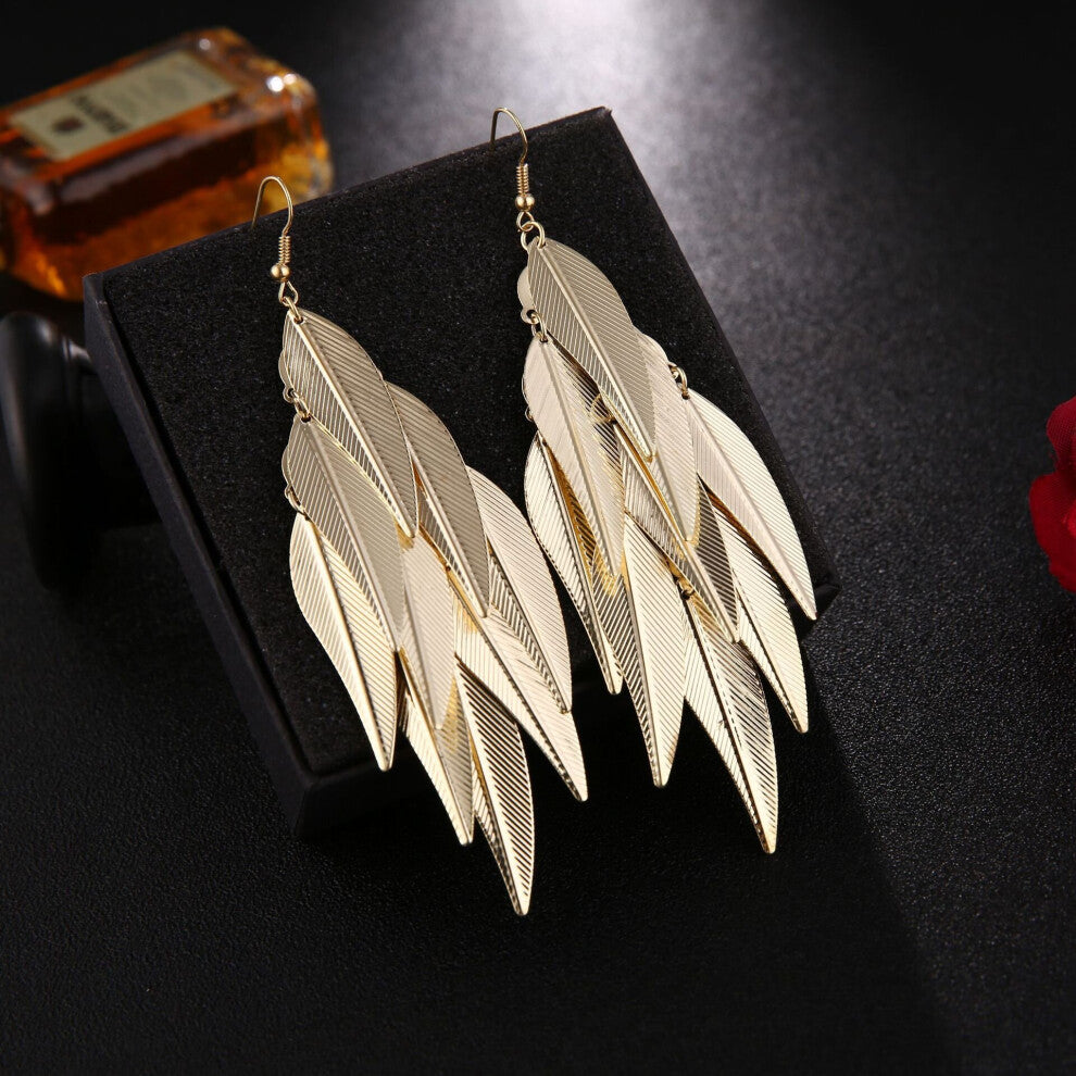 Multi-layer Metal Leaves Geometric Earrings Swing Drop Dangle Earrings For Women Silver Female Party Jewelry