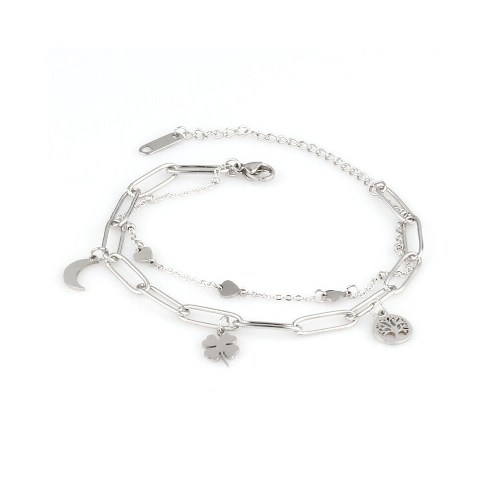 punk stainless steel bracelet handcuffs bracelet lock bracelet pendant thick chain bracelet for women Couple Jewelry