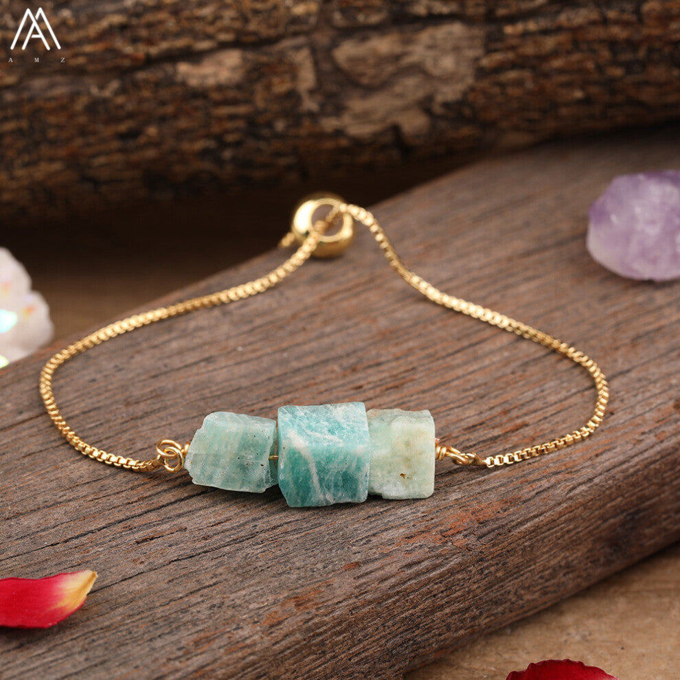 Natural Amazonite Apatite Stone Amethysts Citrines Roses Quartz Chip Beads Chains Bracelet Boho Jewelry Women Dropship