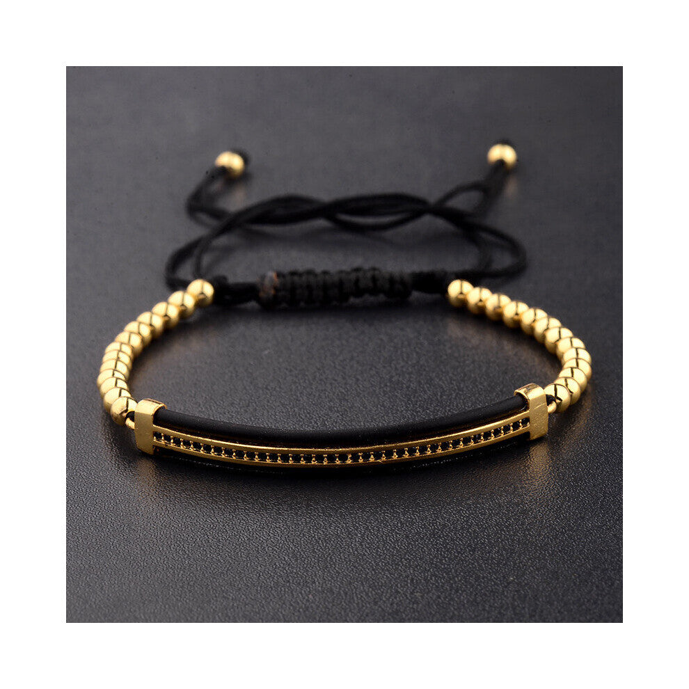 Classic CZ Zircon Long Tubes&4MM Copper Beads Macrame Men Bracelets&Bangles For Women Jewelry Bileklik