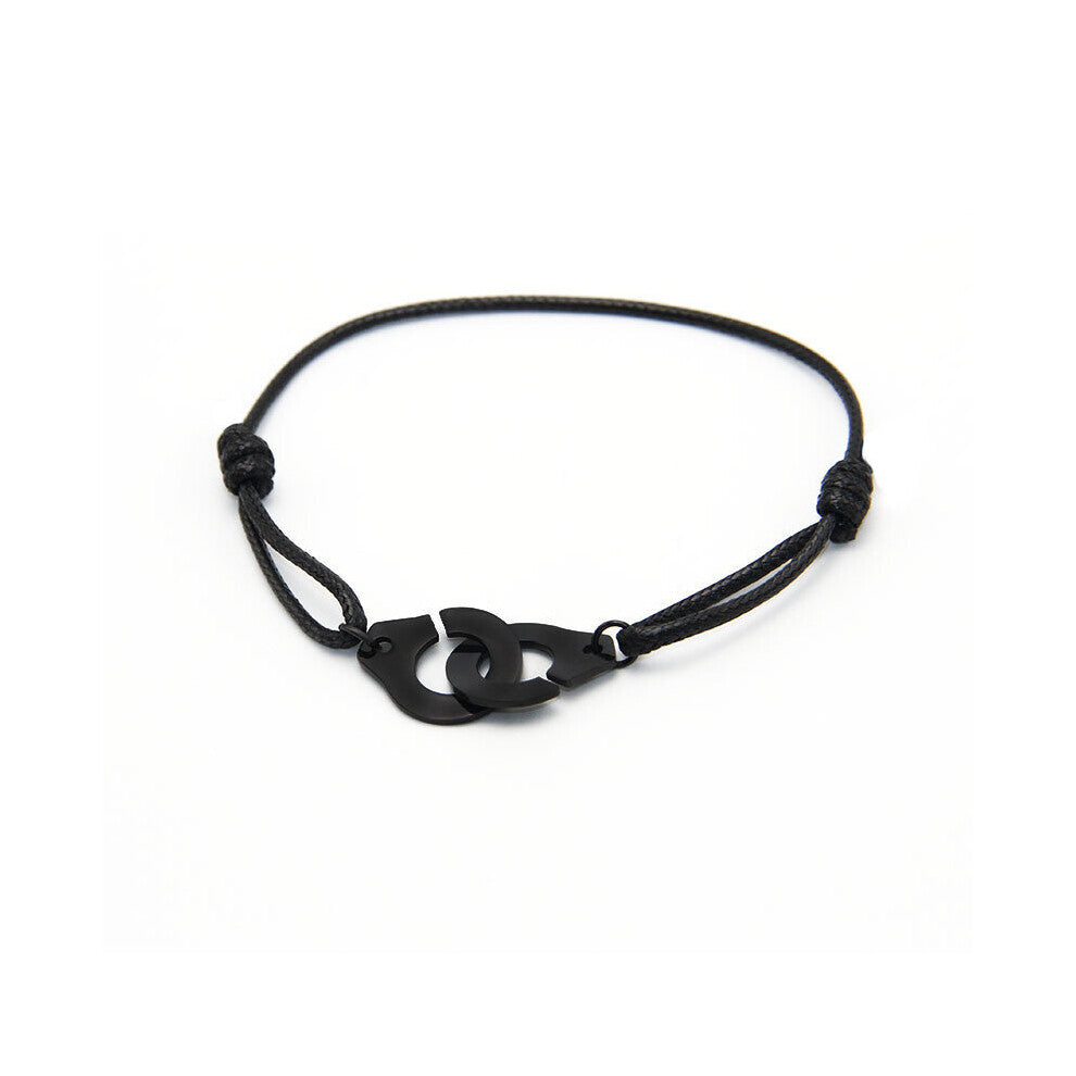 Titanium Steel Handcuffs Bracelets Leather Cord Women's Bracelets Metal Accessories Party Jewelry