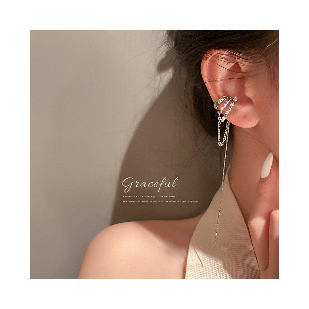 Long Tassel Butterfly Ear Cuffs Earrings Ear Clips Ear Wrap Around Earrings For Women Girl Jewelry