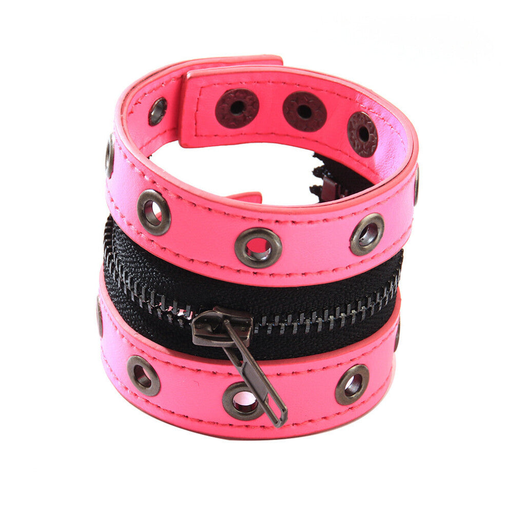 Hip-hop Punk Leather Braceletes Creative Zipper Metal Braceletes Women Men Jewelry Accessories